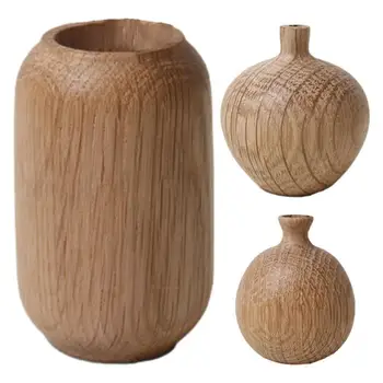 Мини-дървена ваза | Украса за дома влакчета | Декор на вази от бял дъб, за да са поканени на вечеря, домашни празници и планиране на сватба